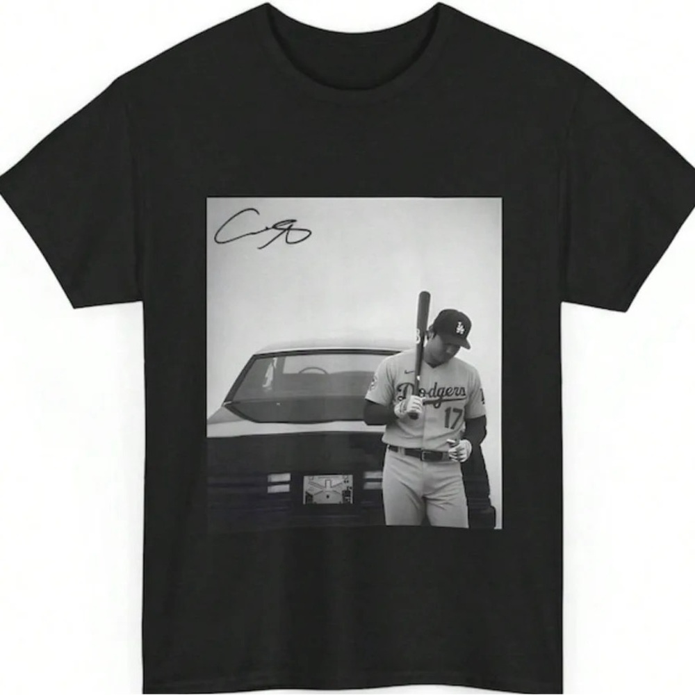 Black Graphic Men’s T-Shirt with Shohei Ohtani Print